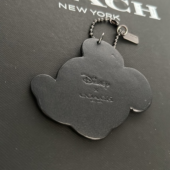 Coach x Disney Mickey Mouse Leather Fob Chain Black White Keychain Bag Charm - Picture 6 of 7